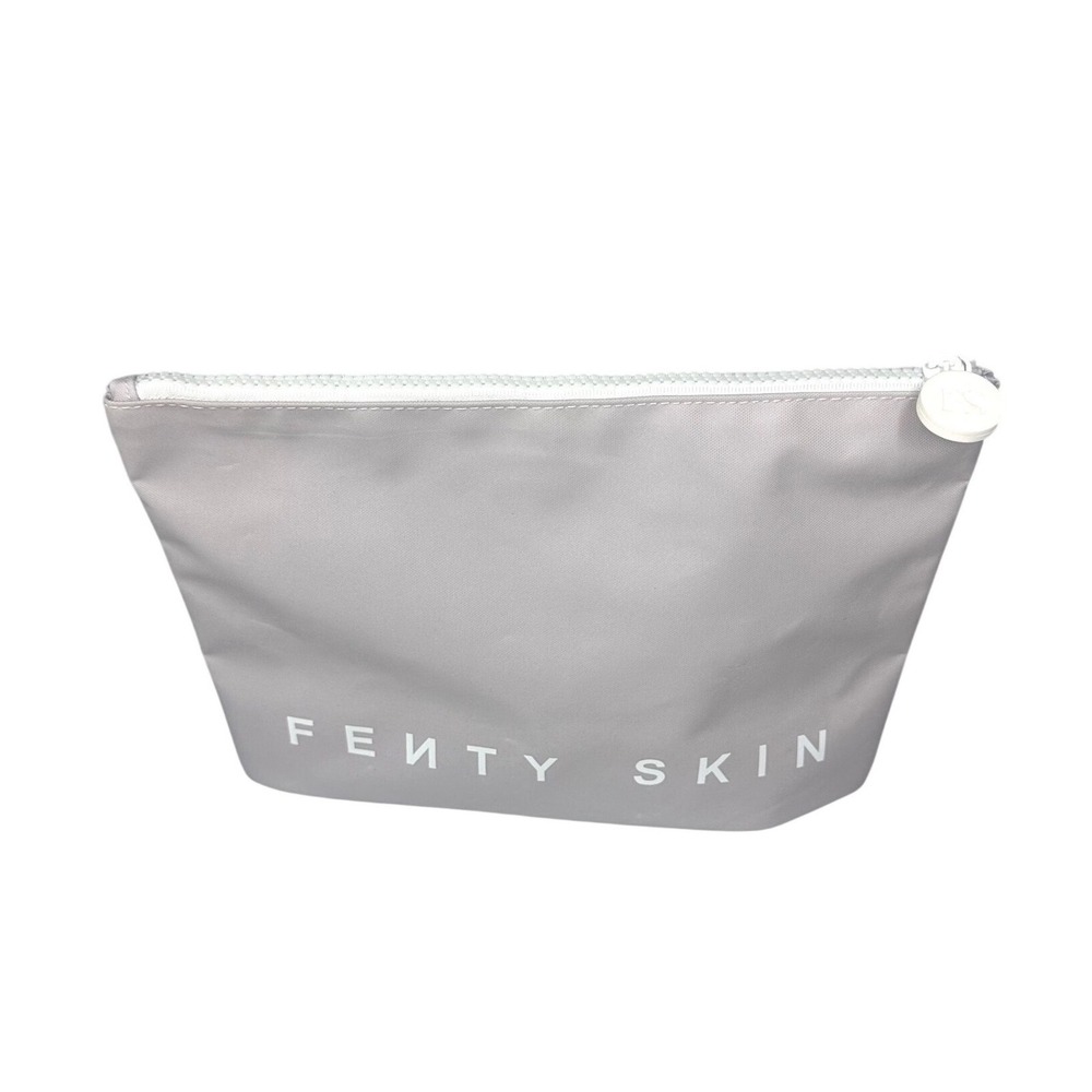 Fenty Skin Lavender Grey Makeup Bag Zippered Pouch Travel Cosmetic Case Logo